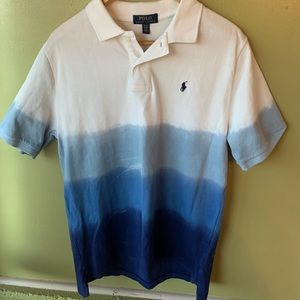 Vintage Polo Ralph Lauren Colorblock Tie Dye Youth XL Polo Shirt Pony Blue